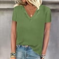 thumbnail image 2 of FAIWAD Womens Summer Tops Short Sleeve V Neck Pullover Shirts Loose Casual Solid Color Basic Tops, 2 of 3