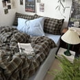 thumbnail image 3 of JOLUSERE Blue Brown Plaid Duvet Cover Full Set, 3-Piece Vintage Grid Checkered Pattern Soft Comforter Cover, 3 of 10