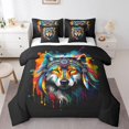 thumbnail image 1 of YST Hippie Wolf 7-Piece Bedding Set, Rainbow Watercolor Comforter, King, 1 of 4