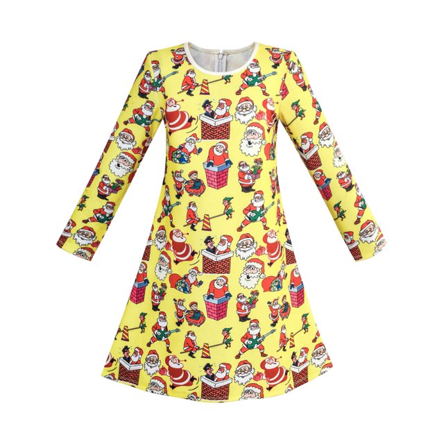 Girls Dress Yellow Christmas Santa In Chimney Seesaw 10 Years