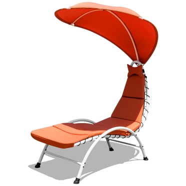 Topbuy Chaise Longue de Patio avec Auvent - Ensemble de 1, Orange