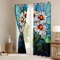 thumbnail image 3 of Ensemble de Rideaux de Fenêtre à Marguerites Blanches, 2 Panneaux, Rideau Rustique Jardin Naturel avec Fleurs en Floraison, Rideaux de Fenêtre Patchwork Style Vitrail Artistique pour Chambre d'Enfants Garçons, 52l X 63h Pouces, 3 of 6