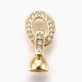 thumbnail image 1 of HLONK 5Set Brass Micro Pave Cubic Zirconia Fold Over Clasps Flat Round Clear Real Platinum Plated 32mm Inner  4.5mm, 1 of 3
