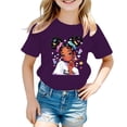 thumbnail image 1 of AJIWYH T-Shirts Unis pour Enfants, T-Shirt Graphique Mignon à Col Rond et Manches Courtes pour Fille, T-Shirt Décontracté d'Été, Polos pour Filles de 7-8 Ans, Violet, 1 of 4