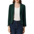 thumbnail image 1 of INSPIRE CHIC Women's Blazer Open Front Wear-to-Work Summer Crop Suit Jacket M Green-Solid, 1 of 7