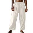 thumbnail image 1 of WRKEKC Casual Pants for Men Casual Pocket Drawstring Solid Color Elastic Waist Side Drawstring Cropped Pants for Daily Casual Outings Lounge Comfortable Wear, 1 of 5