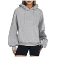 thumbnail image 1 of MeetoTime Women's Hooded Sweatshirt Fall Basic Long Sleeve Solid Color Hoodie Pullover with Pocket, 1 of 6