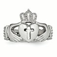 thumbnail image 4 of Stainless Steel Polished Claddagh with Cross Ring 13 Size, 4 of 7