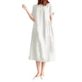 thumbnail image 1 of 2025 Robes pour Femmes à Col Rond Courtes Robes d'Été pour Femmes à Manches Couleur Unie Coupe Ample Queue Robes pour Femmes Décontractées Ajustées Mi-Longues, 1 of 5
