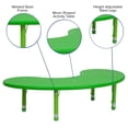 thumbnail image 2 of 35''W x 65''L Half-Moon Green Plastic Height Adjustable Activity Table, 2 of 9