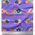 thumbnail image 1 of Soimoi Poly Georgette Fabric Leaves & Floral Artistic Printed Fabric 1 Yard 52 Inch Wide, 1 of 1