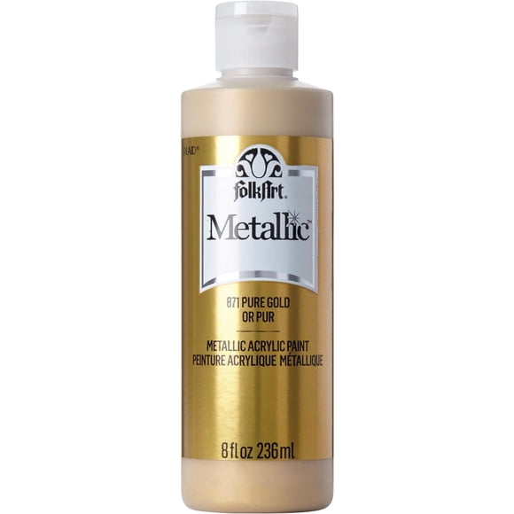 Folkart Metallic Acrylic Paint Pure Gold, 8 fl oz