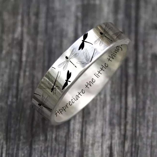 Bague pour Femme, Bague d'Articulation Vintage Simple et Exquise à Imprimé Libellule, pour Cadeau
