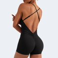 thumbnail image 3 of Women Backless Tummy Control Jumpsuits High Waist Workout Jumpsuits Sleeveless V Back Scrunch Yoga Rompers, 3 of 9