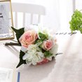 thumbnail image 3 of Xingzhi Artificial Flowers Bouquet Fake Hydrangea Heads Realistic Roses Party Home Decorative Table Wedding Display Decoration Light Pink, 3 of 6