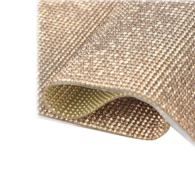 tredstone Crystal Rhinestone Ribbon Clothing Accessories Sticker Convenient Using Present Decoration Sheet with Shine Appearance Exquisite Crystal yellow 6 double side tape