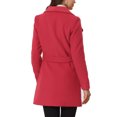 thumbnail image 3 of INSPIRE CHIC Manteau Long Élégant pour Femme à Col Châle, Revers, Ceinturé, Rouge, TG, 3 of 5