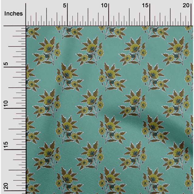 oneOone Cotton Poplin Fabric Leaves & Floral Block Decor Fabric Printed BTY 56 Inch Wide