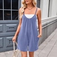 thumbnail image 4 of UAMVSH Summer Jumpsuits for Women 2025 Fashionbale Ribbed Knitted Pockets Rompers Spaghetti Strap Scoop Neck Short Overalls Clothes, 4 of 7
