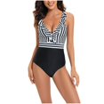 thumbnail image 1 of Birdeem Womens Contrast Color Stripe Camisole Backless Bikini One-Piece Swimsuit, 1 of 12