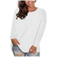 thumbnail image 1 of T-shirts à Manches Longues pour Femmes, Couleur Unie, Décontractés, Col Ras du Cou, Automne Hiver, T-Shirts Basiques, 1 of 6