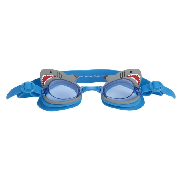 Lunettes de Natation pour Enfants GSG6420 avec Verres en polycarbonate Bleus et Sangle en silicone Ajustable, avec Décorations d'Aileron de Requin sur la Monture, Convenant aux Enfants de 3 Ans et Plus pour l'Équipement de Natation et les sports Nautiques.