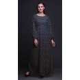 thumbnail image 2 of Bimba Robe Maxi à Manches Longues pour Femmes en Georgette Mousse Imprimée de Plumes d'Aigle, Taille Élastique - Xxx-Grand, 2 of 5