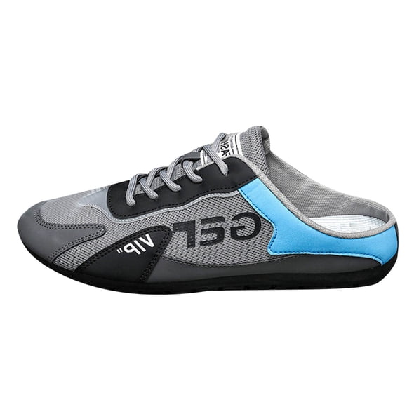 HBFAGFB Chaussures à Enfiler pour Hommes à Lacets Demi-Mules à Blocs de Couleur Chaussures de Marche Confortables Gris Taille 45