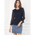 thumbnail image 4 of INSPIRE CHIC Women's Ruffle Neck Polka Dots Sheer Chiffon Blouse, 4 of 4