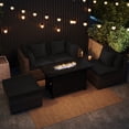 thumbnail image 4 of Costway 5 PCS Patio Furniture Set Heavy-duty Frame Rattan Sofa Set with 60,000 BTU Firepit Table Black, 4 of 10