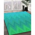 thumbnail image 3 of Ahgly Tapis Rond Lavable en Machine Intérieur Transitionnel Turquoise Foncé Vert, 6 Pieds Rond, 3 of 7