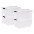 thumbnail image 1 of IRIS 42 L Plastic Storage Bins with Lids Clear Latching Stackable Totes, 4 Pack, 1 of 10