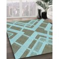 thumbnail image 3 of Ahgly Tapis d'Intérieur Lavable en Machine Carré Transitionnel Bleu Lagon, 3 Pieds Carré, 3 of 7
