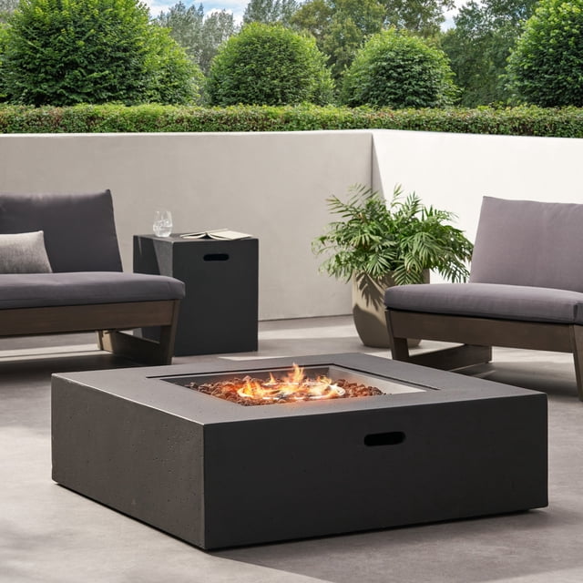 50000 BTU Outdoor Square MgO Propane Fire Pit Table with Tank Holder,DARK GREY