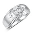 thumbnail image 3 of RYLOS Men's Rings Sterling Silver Classic 8X6MM Oval Gemstone &  Diamond Ring White Topaz April Birthstone Rings For Man Silver Rings Size 9, 3 of 7