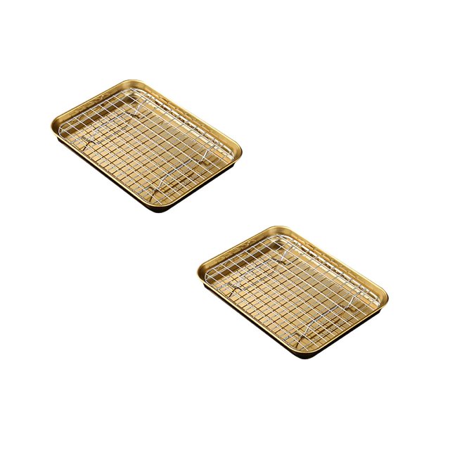1 Set Stainless Stel Bakeware Rectangular Tray Food Storage Tray App Etizer Plates Flat Bottom Baking Pan Cool Ing Rack Baking Dish Drying Rack Kitchen Supplies HouseholdGrid Bakin