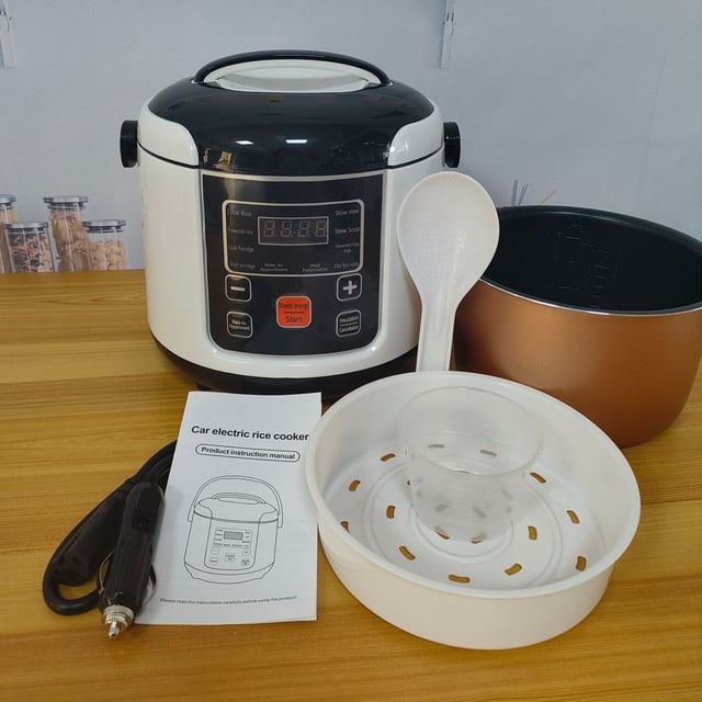 Mini Cuiseur à Riz, Capacité de 2 L, Compact et Portable, Cuiseur à Riz de Voyage pour Voiture et Camion, Cuisson Sûre et Saine, Convivial, Parfait pour les Sorties en Famille