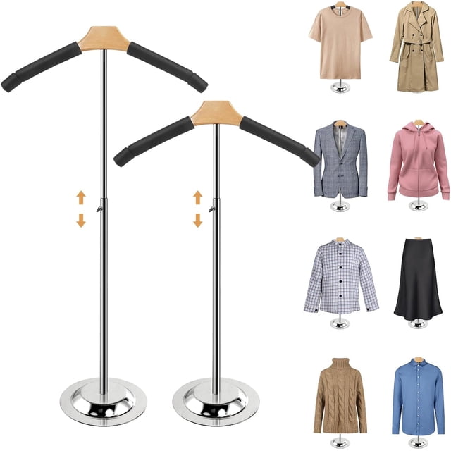 Fumingpal Adjustable T Shirt Display Stand - Easy to Assemble | Adjustable Height - Shirt Racks for Clothing Dress Garment Coat Retail, Height 16-27.9 Inch (2 Pcs)