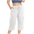 thumbnail image 1 of QATAINLAV Womens Capris with Pockets Plus Size Cotton Capri Yoga Pants Drawstring High Waisted Cropped Sweatpants Loose Fit Activewear White L Spring Savings, 1 of 10