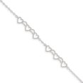 thumbnail image 1 of 925 Sterling Silver 6mm Polished Fancy Heart Link Chain Anklet, 1 of 2