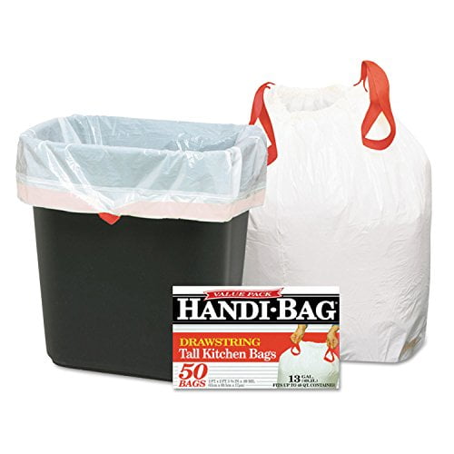 Sacs de Cuisine à Cordon Handi-Bag HAB6DK50 13 Gal 0,6 Mil 24 x 27 3/8 Blanc 50/boîte