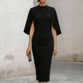 thumbnail image 1 of pstuiky Beach Dresses for Women, Women Solid Color Cloak Dress - Long Sleeve Cape Dress for Women with Pockets - Casual A-Line Swing Dress for Home, Office, or Party, 1 of 6