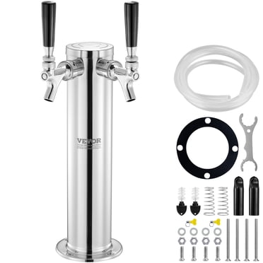 VEVOR Tour à Bière à Double Robinets Distributeur de Bière en Acier Inoxydable