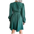 thumbnail image 4 of Robe Plissée en Chiffon Sexy à Col en V pour Femmes Automne et Hiver, 4 of 8