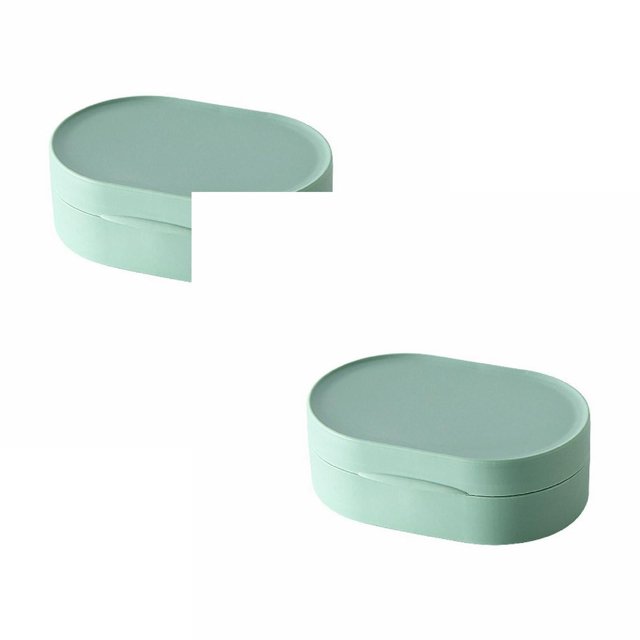 Oleegame 2PC Spoon And Lid Rest Macaron Color Travel Soap Box Portable Creative Soap Box Waterproof With Lid Soap Plastic Box Green