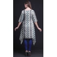 thumbnail image 4 of Bimba Kurta Shibori Ikat Bleue pour Femmes Ethnique Imprimée Asymétrique Hauts d'Été pour Femmes Petit, 4 of 6