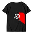 thumbnail image 2 of Chandails des Fêtes pour Couples Assortis Imprimé Cœur de la Saint-Valentin Mode Manches Courtes Décontracté Col Rond T-Shirt Ample Confortable Confortable Doux T-Shirt de Base pour Lui et Elle Vêtements de Vacances Noir TG, 2 of 6
