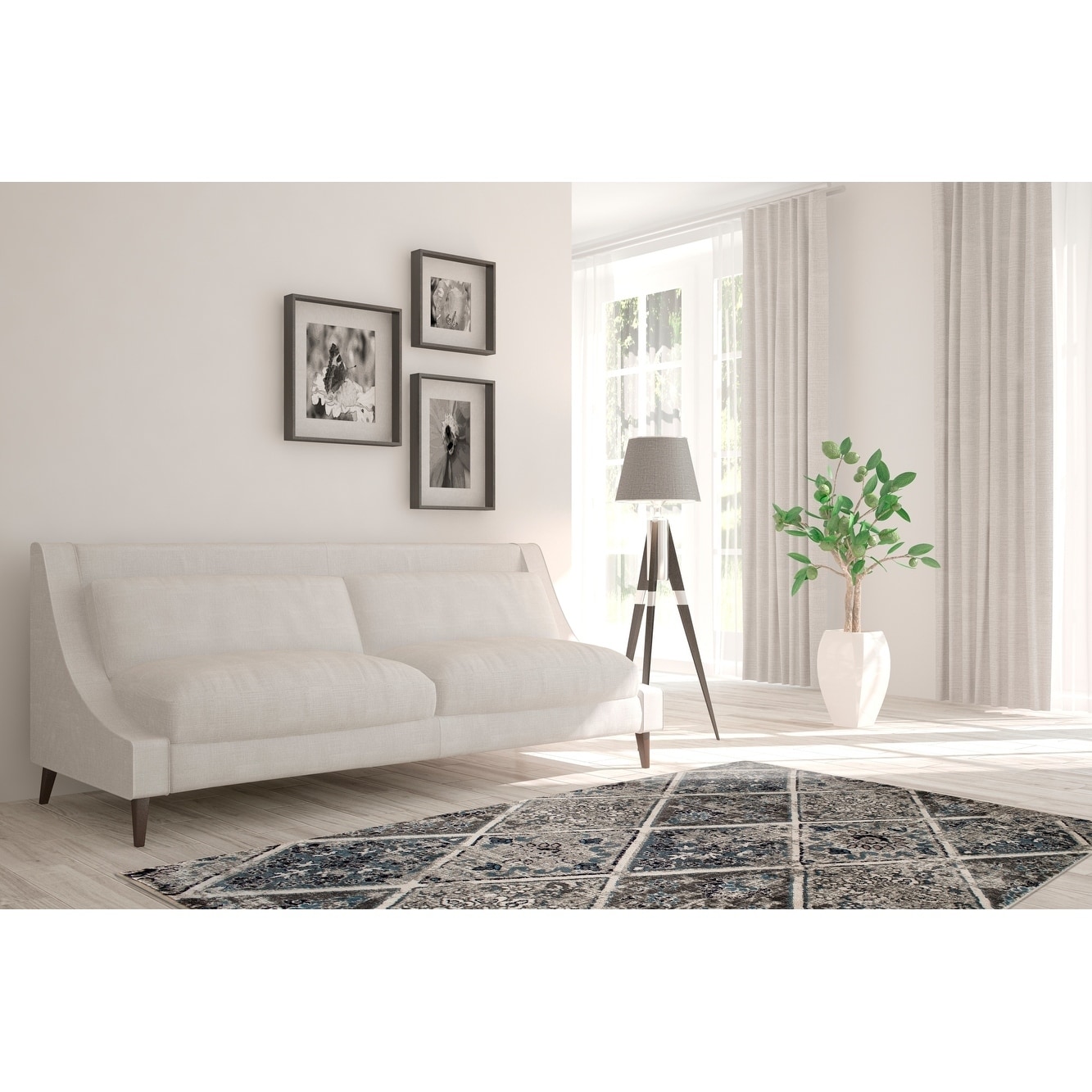 Tapis tissé brun et bleu Zunthus