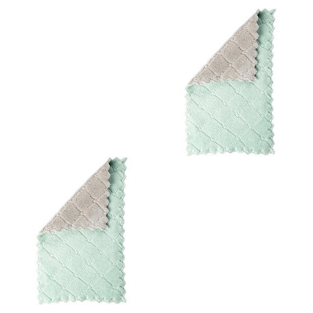 QualitChoice Dishcloth Microfiber Cloth Folding Rags Washcloth Water-absorbing Dishes Pots Bowl Tableware Non-stick Towel for Home Green Coffee 2Set
