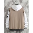 thumbnail image 3 of Faithtur Men's Spring Autumn Casual Coat Long Sleeve Letter Printed Button Up Contrast Color Baseball Jacket, 3 of 4